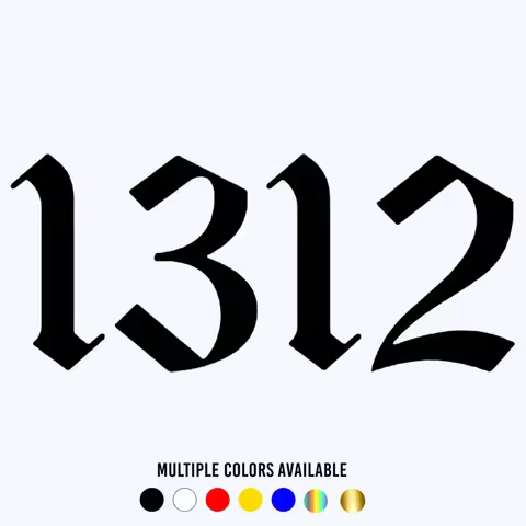 1312 Number Funny Vinyl Sticker, Waterproof Car Decal, Universal Exterior Decor for Truck Bumper Rea