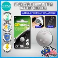 C&C [Original]GP CR1220 3V Lithium Battery Coin Cell Button Cell Alarm Gate Car Key Battery Cell超霸电池