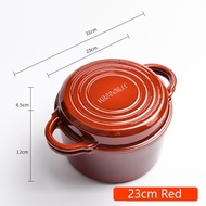 2-in-1 23cm Enamel Cast Iron Dutch Ovens With Handles 5L Red/Blue/Green Cast Iron Skillet Enameled All-in-One Cookware Braising Pan For Casserole Dish Crock Pot Covered With Cast Iron