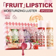 6 Colors Moisturizing Fruit Strawberry Peach Pink Lipstick Jelly Set Set Six-piece Lip C0w8