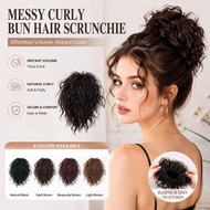Synthetic Fiber Messy Curly Hair Bun Elastic Band Voluminous Extension Hair Q3Z0
