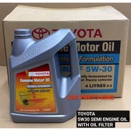 ( 100% ORIGINAL ) TOYOTA 5W30 SEMI SYNTHETIC ENGINE OIL SN/CF 5W30 5W-30 FREE TOYOTA OIL FILTER