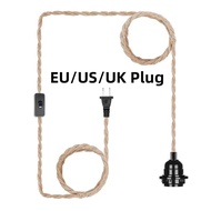 Power Cord Pendant Light 4.5M Hemp Rope Cables E26 E27 Lamp Holder EU US UK Plug with Switch Wire Ed
