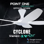Cyclone VSPEC-IV RS (48"/62") Competition White (5 Blades) // Built-in SMART Ceiling Fan by Point On