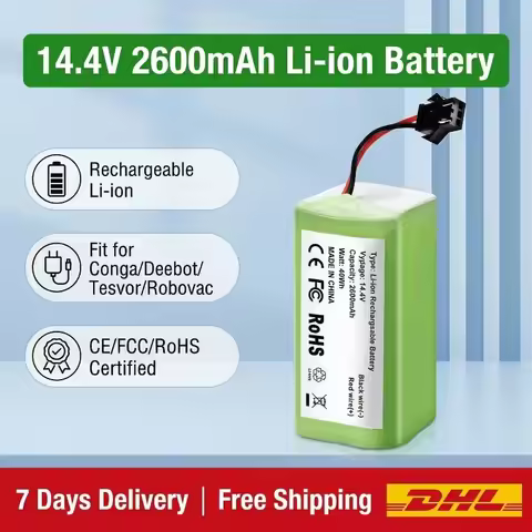 Original 14.4V 2600mAh Rechargeable Li-ion Battery Replacement for Conga Excellent Deebot N79S N79 T