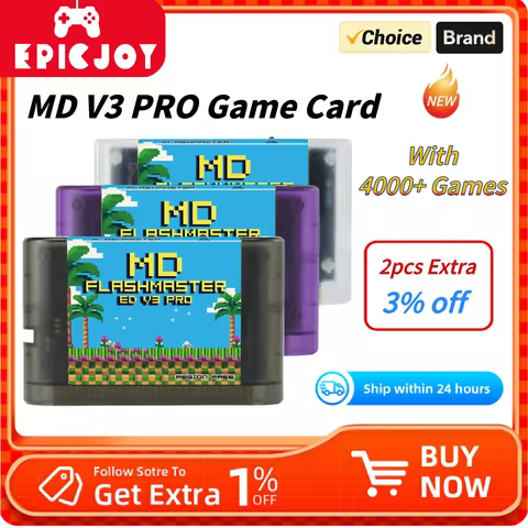 EPICJOY Mega Drive V3.0 Pro Card 4000 in 1 With 8GB TF Card MD Game Card For SEGA Genesis Mega Drive