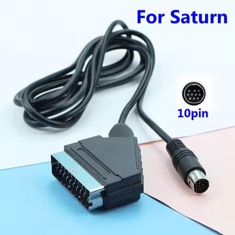 For PAL NTSC Console 1.8m Scart Cable for Sega Saturn Controller Audio Video Cord for Sega Saturn RC