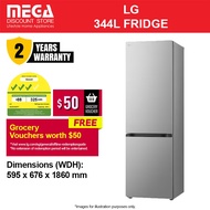 LG GB-B3443PY 344L 2-DOOR FRIDGE | Bottom Freezer | 3 Ticks | Free $50 Grocery eVouchers Redeem From