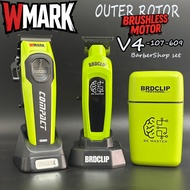 WMARK V4-107-609 Professional Men's Metal Hair Clipper Outer Rotor Brushless DLC Blade Barber Set El