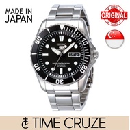 [Time Cruze] Seiko 5 Sports SNZF17J1 Japan Made Automatic Stainless Steel Black Dial Men Watch SNZF17 SNZF17J