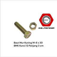 50 pcs M8x30 Yellow BMK 8mm Nut Bolts 3cm Length Key 12 M8 8x30 Skru Skru M8 Skru 8mm