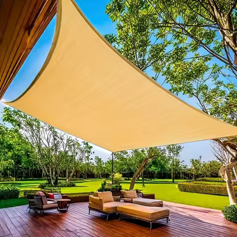 12'X16' Sun Shade Sail Rectangular Curved Canopy Sail Shade Sand Sun Shade net Permeable for Patios 