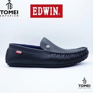 Edwin Original PU leather Men’s loafers Men Moccasins Slip On Shoes Kasut Loafer Lelaki E30417 Black