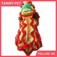 Dragon Cat Dog Costume Lion Dance Clothing, Outdoor Warm Dog Winter Coats Chinese New Year Style Fun