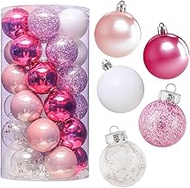 MoNiBloom 30ct Large Christmas Ball Ornaments for Xmas Tree Plastic Hanging Decoration, 2.5 Inch Dec