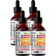 (4 Pack) Vitamin B12 and B6 Liquid Drops, B12 Sublingual Vitamin B Complex - B 12 Vitamin 5000mcg - 
