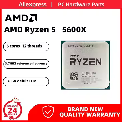 AMD Ryzen 5 5600X CPU 3.7 GHz 6-Core 12-Thread AM4 Processor 7NM 65W L3=32M For X570 B550m Elite Aor