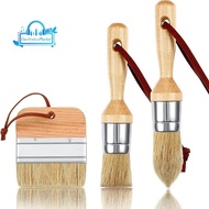 3Pcs Chalk and Wax Paint Brushes Paint Brushes for Furniture for Acrylic Painting Bristle Stencil Brushes for Wood Furniture Home Decor