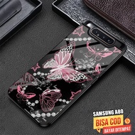 GUMIHO - Glossy Glass Glitter Case For Type Latest SAMSUNG A80hp - Fashion Butterfly Case - Case hp 