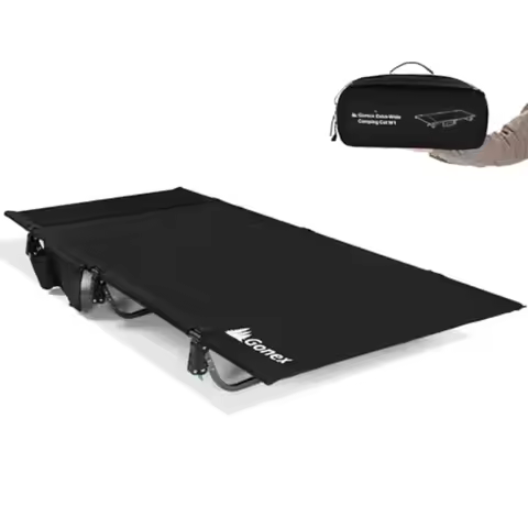 31.5" Extra Wide Camping Cot with Premium Pillow Pocket Supports 350lbs Portable Ultralight Folding 
