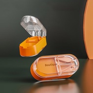 乐活旅行 切药器分药片装药分割器四八分切割分药盒微型迷你随身便携裁剪研磨西药品割药一分二小分装盒神器