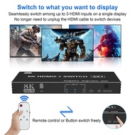 New Bluetooth 8K 60Hz HDMI Switch 3X1 5X1 HDMI 2.1 Switcher 3 In 1 Out Selector Hub 4K 120Hz With IR Remote For Xbox Series X PC PS5 Projector