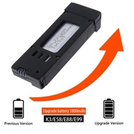 K3/E88/E99/E58 Drone Battery Drone 3.7V 1800 mAh LI PO Battery Wifi FPV 480P 4K HD Dual Camera RC Dr