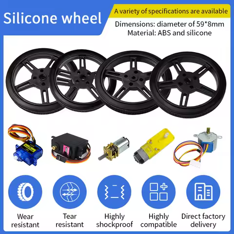 5908 Silicone Tire Wheel Compatible Robot Smart Car With 360-degree SG90 MG996R SG5010 Servo N20 TT 