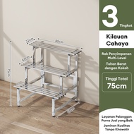 Rak Tanaman Stainless steel 4 Susun Rak Bunga Serbaguna Rak Pot Bunga Rak Standing Pot Susun