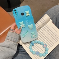 For Huawei Nova 3i Nova3i Case Soft Silicone Casing Waves Back Cover 3D stereoscopic Cute Bear With Bracelet Phone Case