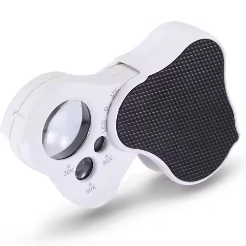 Illuminated Jewelry Loupe Magnifier 30X 60X 90X Fold Diamond Magnifying Glass With UV LED Lights For
