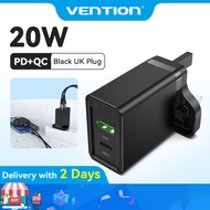 Vention Dual USB Wall PD Charger 20W Two Ports Charger UK-Plug Quick Charge 3.0 for iPhone Android T