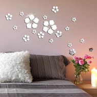 Latest 18PCS / SET RING Mirror Sticker Glass Flower Wall Decoration Wall Acrylic Sticker Mirror Bung