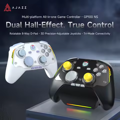 AJAZZ GP100NS Tri-Mode Wireless Charging Gaming Controller 1000Hz Refresh Rate with Hall Effect, Com