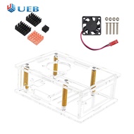 For Raspberry Pi 5 Acrylic Case Copper/Aluminium Heatsinks For Pi 5 Case Transparent Case with Cooli