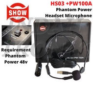SHOW HS-03+PW-100A Headset Phantom Power Microphone [ Mic Imam Mikrofon Kepala ]
