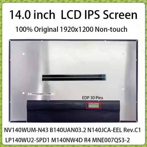 14" IPS Laptop LCD Screen NV140WUM-N43 B140UAN03.2 N140JCA-EEL Rev.C1 LP140WU2-SPD1 M140NW4D R4 MNE0