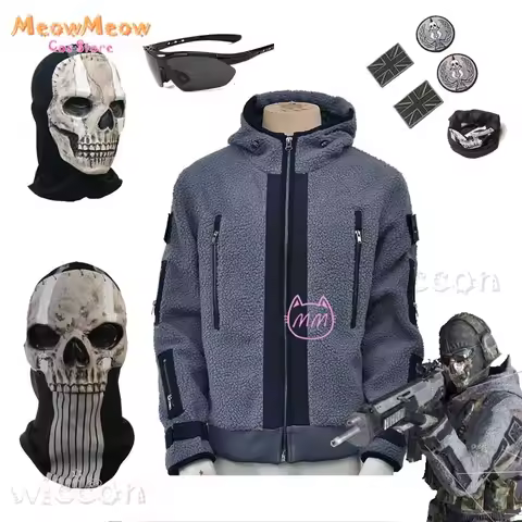 Call of Duty Cosplay Jacket TF141 Team Uniform Ghost Combat Suit Men Hoodies Glasses Halloween Costu