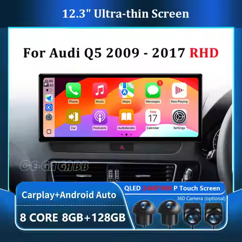 For Audi Q5 2009 - 2017 Bluetooth WiFi Carplay Android 16 GPS Navi 4G Car Video Multimedia Radio Pla