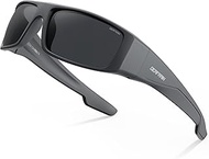 Super Dark Lens Polarized Sunglasses for Men Women Wrap Around Sport Glasses UV400 CAT 4 for Sensiti