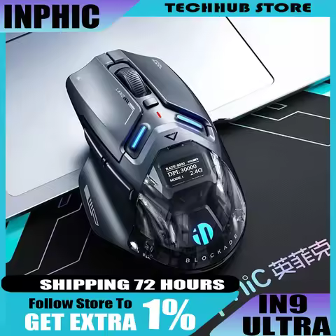 INPHIC IN9 Ultra Three Mode Wireless Gaming Mouse Right hand ergonomic PAW3950 OLED Screen Nano 8K 8