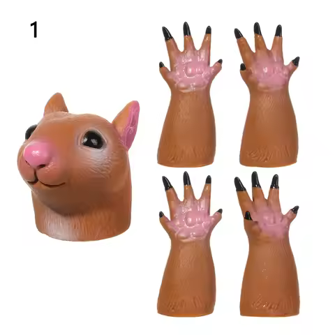Kids Toys Cat Animal Squirrel Props random combination Finger Dolls Hand Puppet