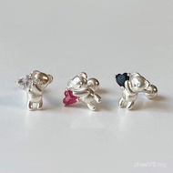 Bone Bear Screw Ear Piercing Unique s925 Buckle New Style Screw Earrings Heart Earrings Earrings Ear