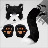 Fox Mask Set Women Accessories Plush Fox Tail Halloween Simulation Beast Tail Masks