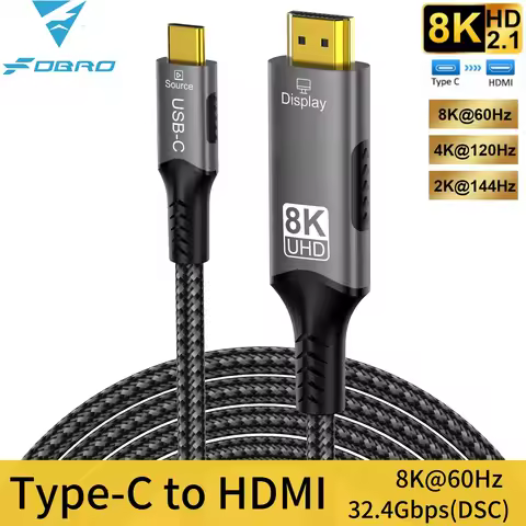 USB C to HDMI Cable 8K@60Hz 4K@120Hz hdmi2.1 type-c to hdmi cable Thunderbolt 3/4 Adapter For Huawei
