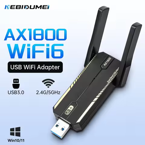 KEBIDUMEI WIFI 6 USB Adapter AX1800 AC600 Network Card Dongle 2.4GHz 802.11AX Antenna Signal Recepti