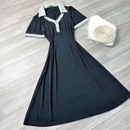 Đầm Bigsize Nữ Dáng Chữ AVáy Dài Cổ Chữ V Big Size Tôn Eo Vải Gân Co Giãn Mặc Mát G87