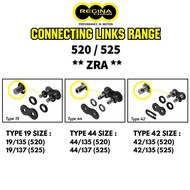 REGINA CHAIN PINS CONNECTING LINKS RANGE RIVET LINK TYPE 19 / 42 / 44 - ZRA 520 / 525