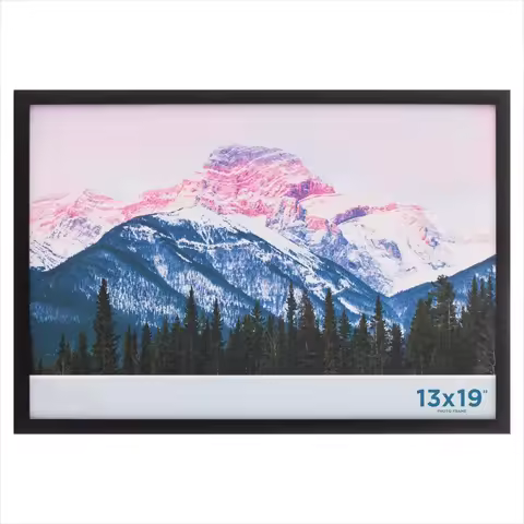 Wood Wall Mount Photo Picture Poster Frame with Hanging Hardware, 13" x 19" - Black