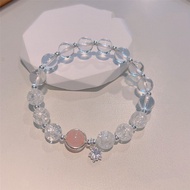 Star Female ins Niche Design New Style Light Luxury Feel Ice Transparent Peach Blossom Crystal Brace
